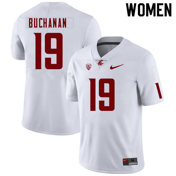 Women #19 Marshawn Buchanan Washington State Cougars College Football Jerseys Sale-White